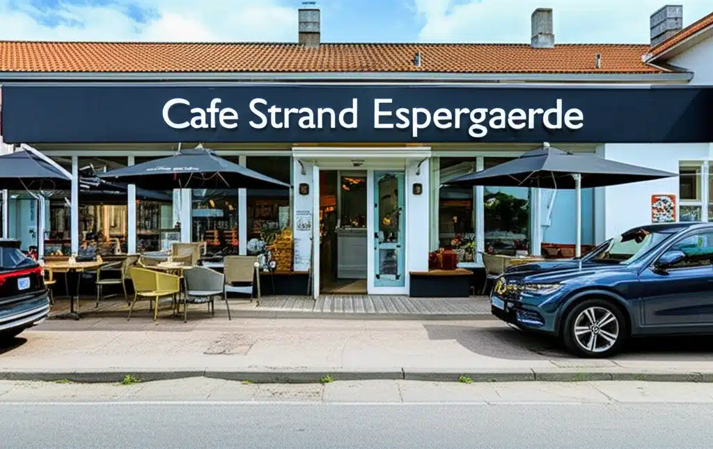 Cafe Strand Espergærde: Udsigt over vandet og hyggelig atmosfære