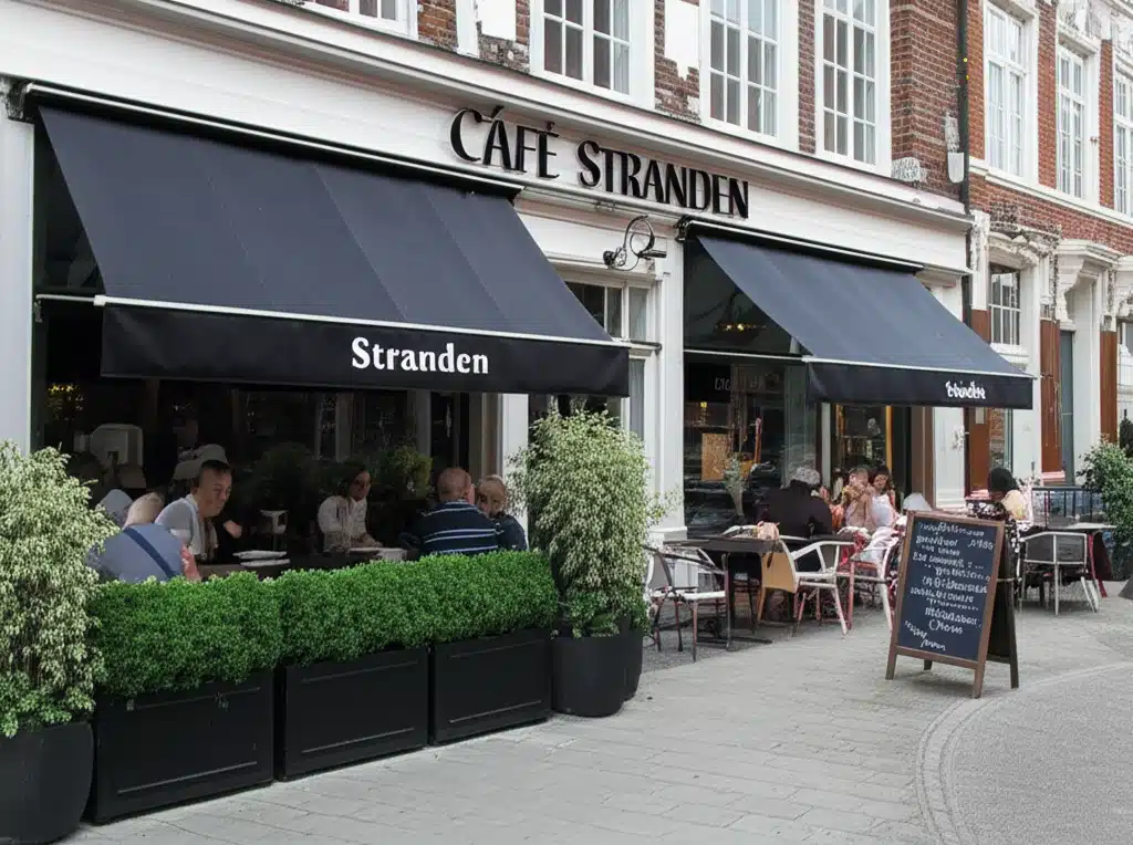 Café Stranden 1 Café Stranden: Udsigt til kaffe og strandliv i hyggelig atmosfære