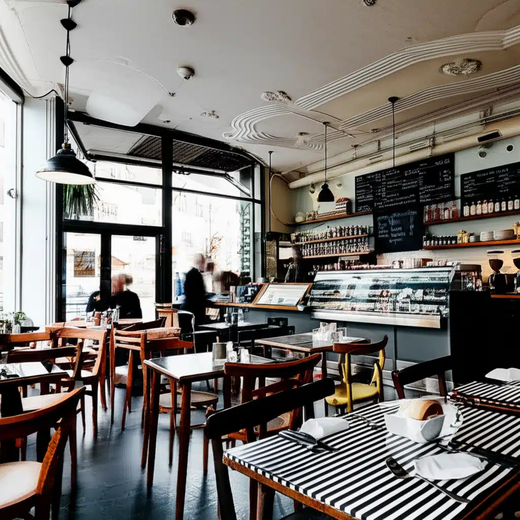 1/2 Cafeteria 1 Cafeteria-halvdel: Billed af en halvdelings cafeteria-område