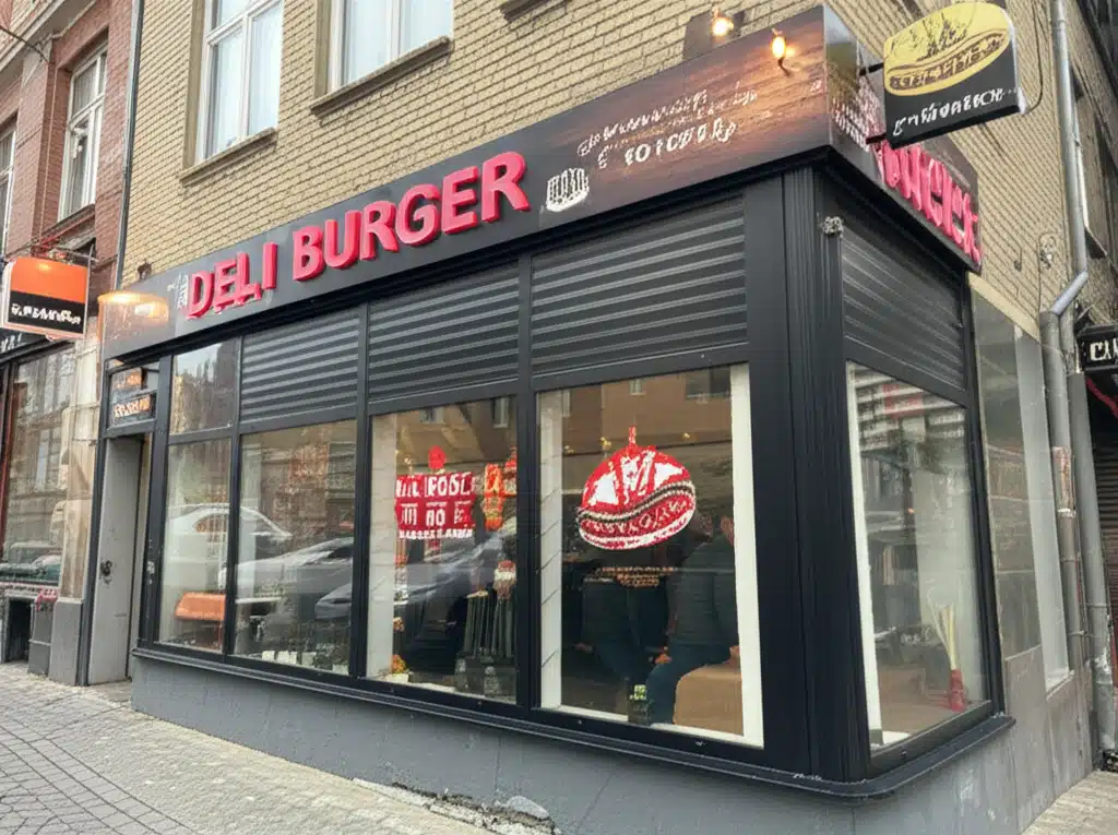 Deli Burger 1 Deli Burger: Lækker, saftig og fyldig burger fra vores køkken