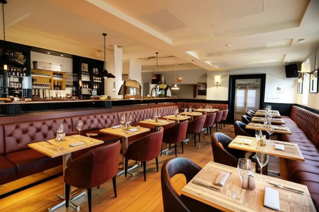Saloon 1 Kæmpe Saloon-indretning med vintage-præget bar og bænke