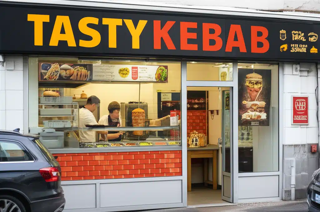 Tasty Kebab 1 Lækker kebab: En smagfuld oplevelse af krydret kød og friske tilbehør