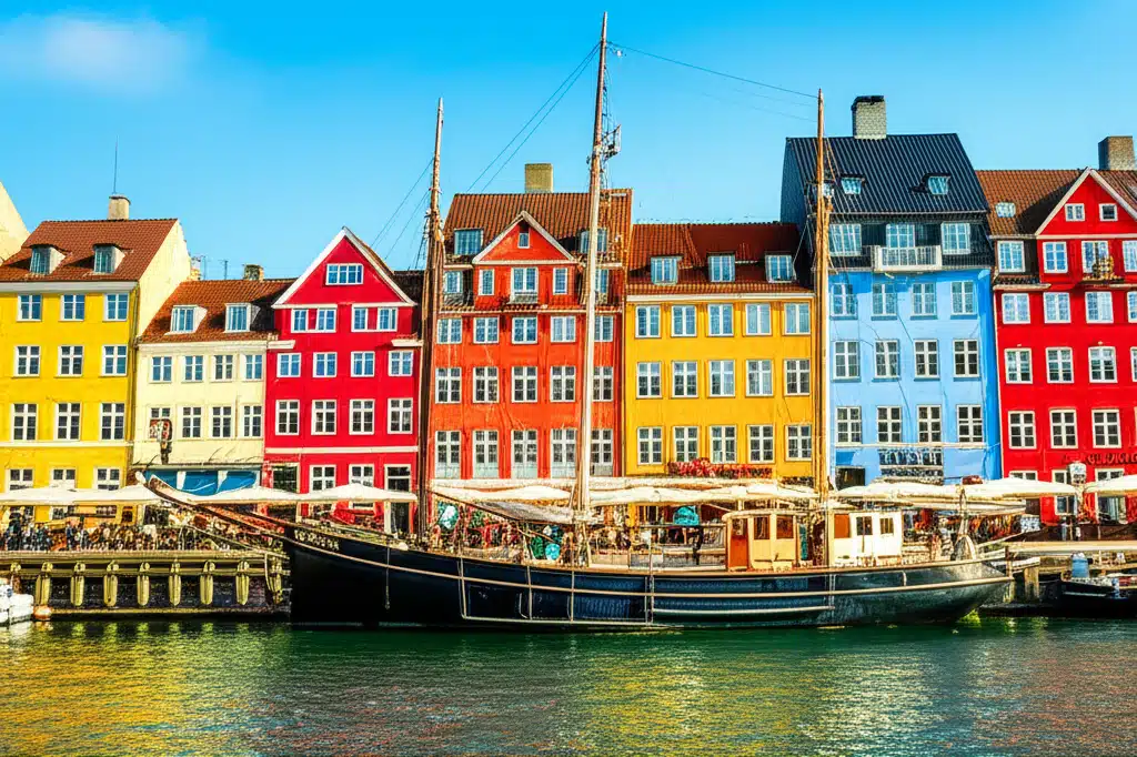Nyhavn 1 Nyhavn København: Farverige huse og både ved havnen