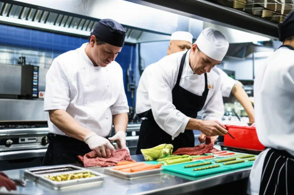 Restaurant Cooks 1 Professionelle kokke tilbereder lækre retter på restaurant