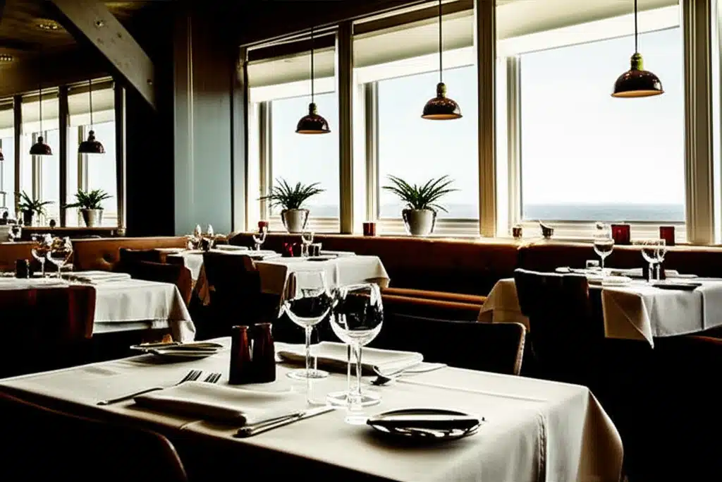 Restaurant Klim Strand 1 Restaurant Klim Strand: Udsigt over vandet og spisning